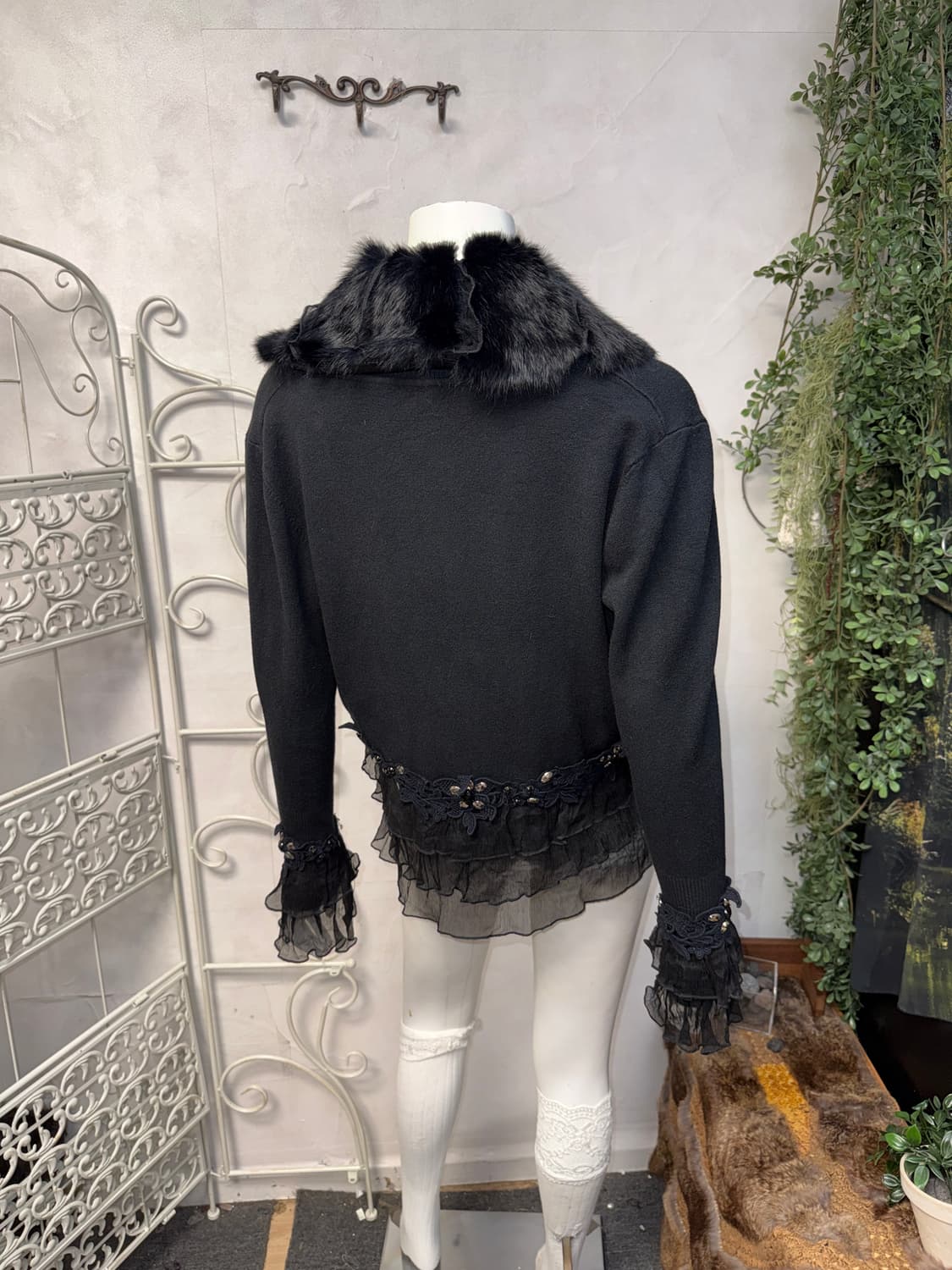 Black rabbit fur fairy cubic silk 가디건 상품이미지7