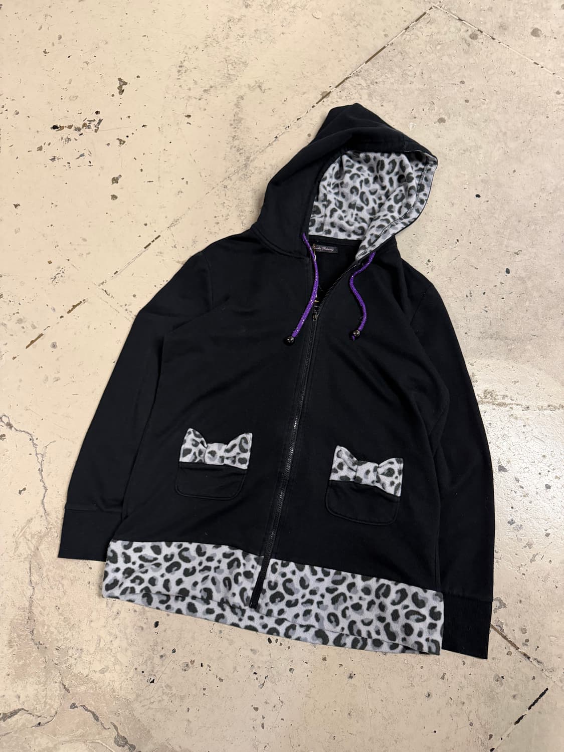 back cross detail leopard hood zip-up 상품이미지7