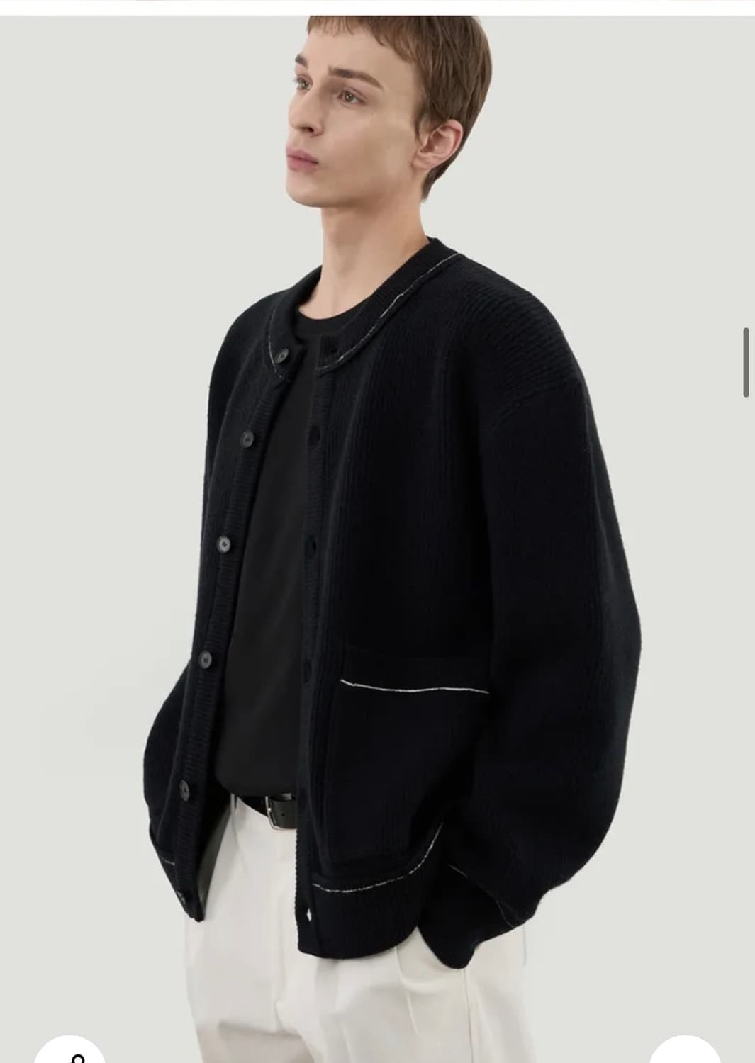 (XL) 드로우핏 스티치 포인트 PBT 라운드 가디건 [BLACK] 상품이미지7