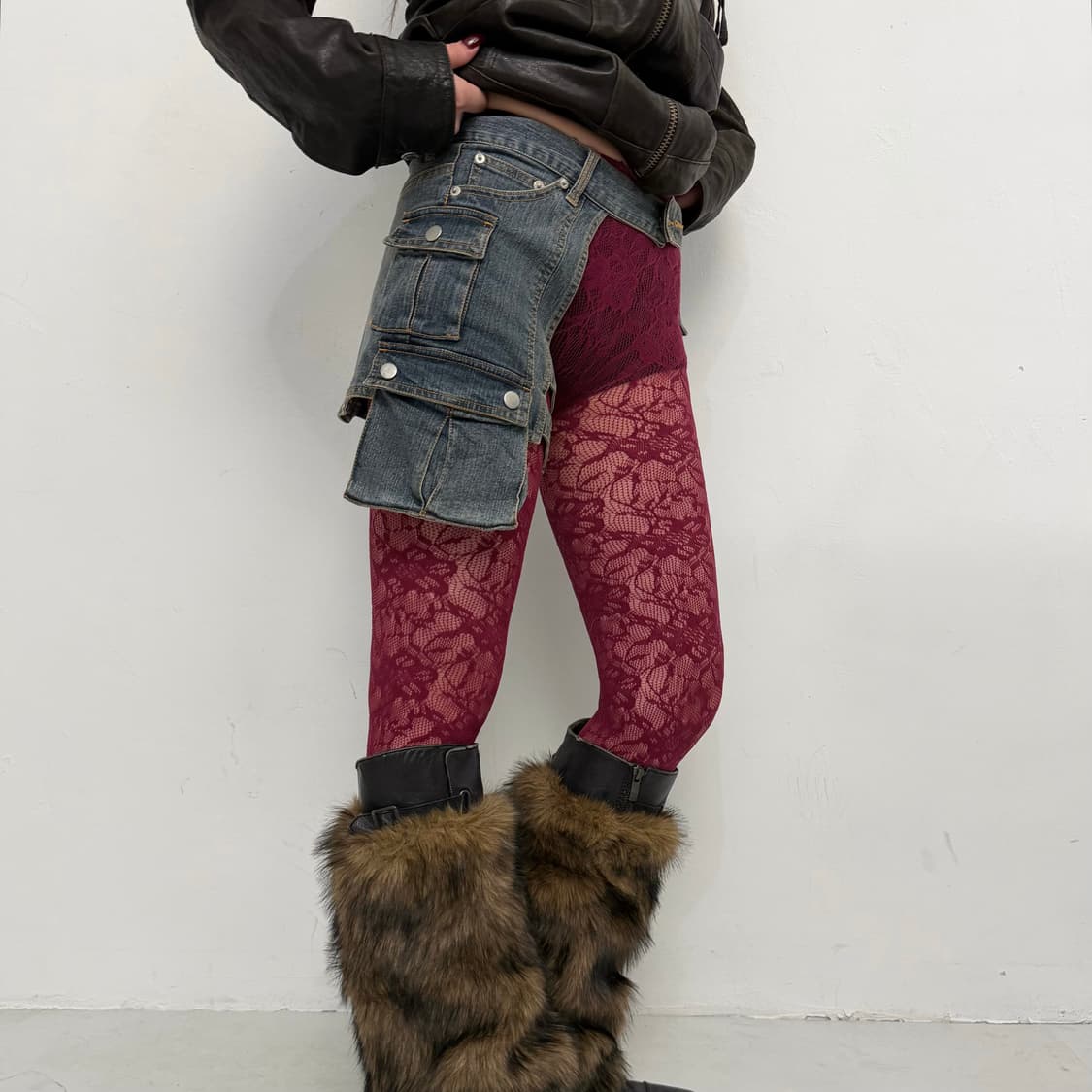 데님 벨트 레그 하네스 스커트 상품이미지1