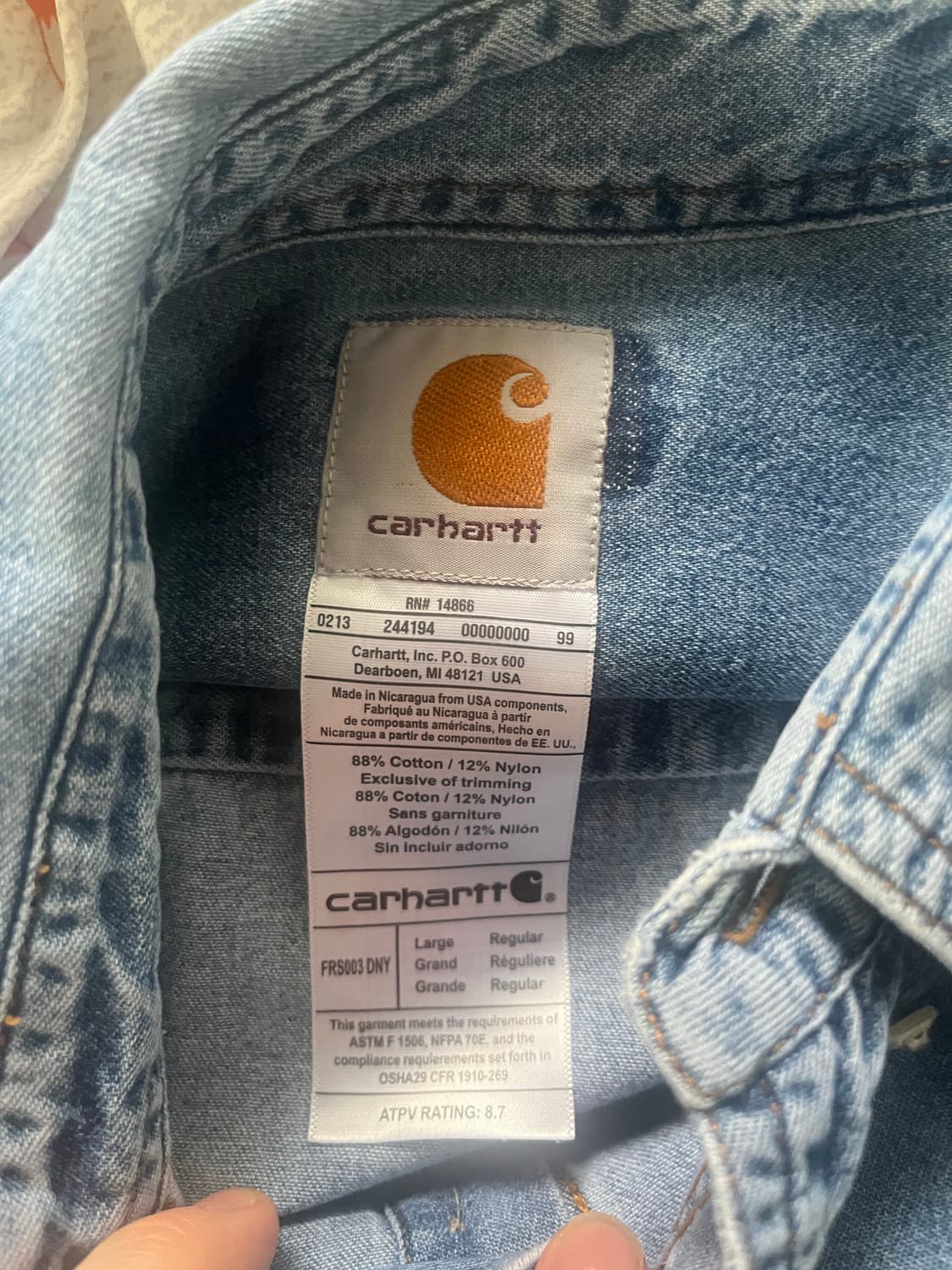 칼하트 데님 셔츠 (L) 상품이미지3