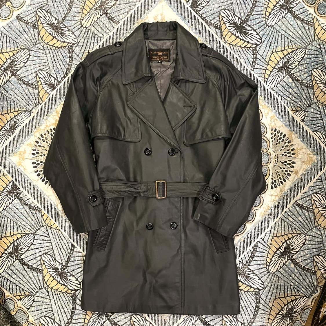 챠콜 트렌치 가죽코트(Ｌ) 상품이미지1