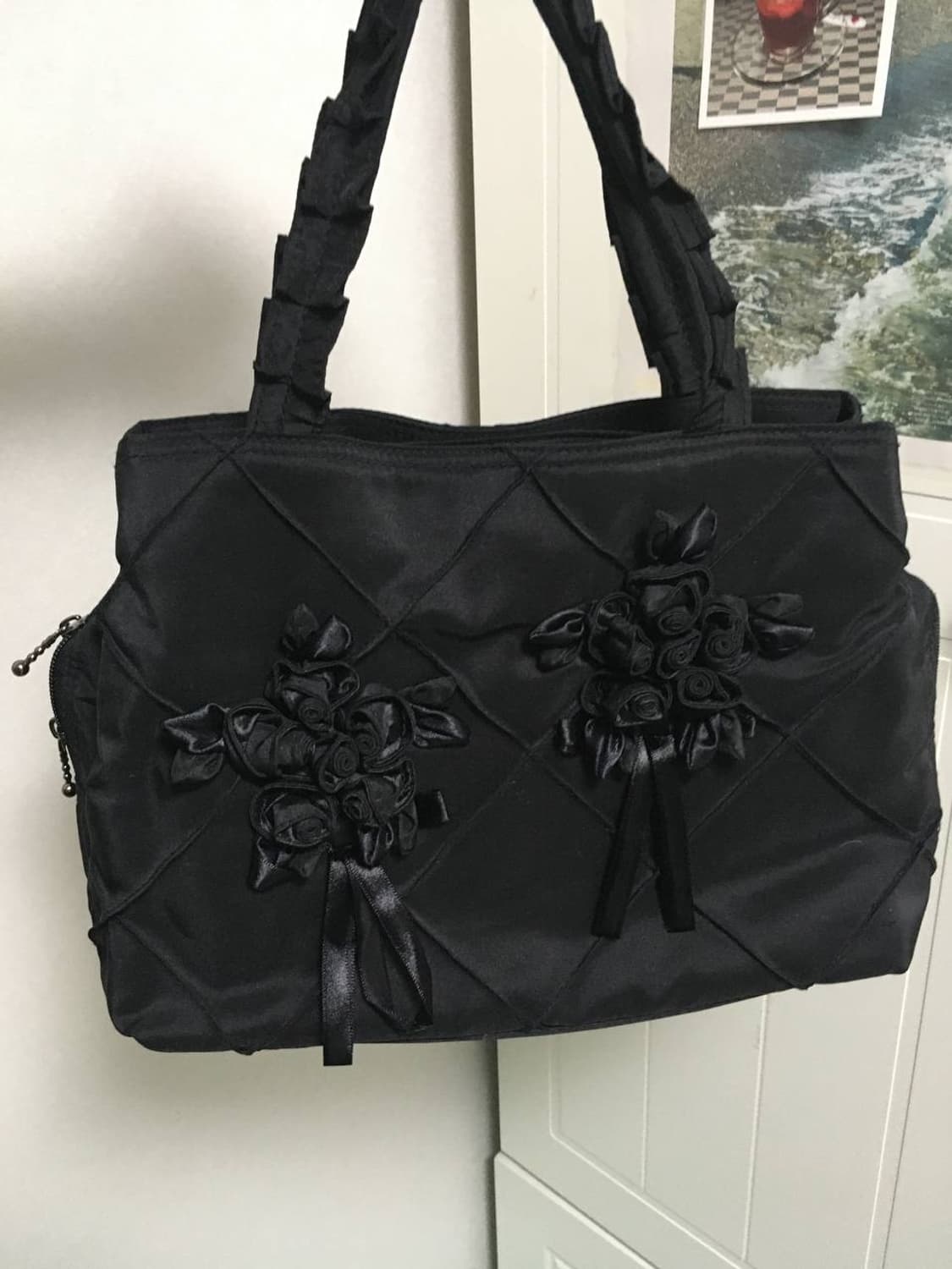 일본빈티지 블랙 레이스 플라워백 토트백 꼼데 트밍 유노이아 cos 상품이미지1