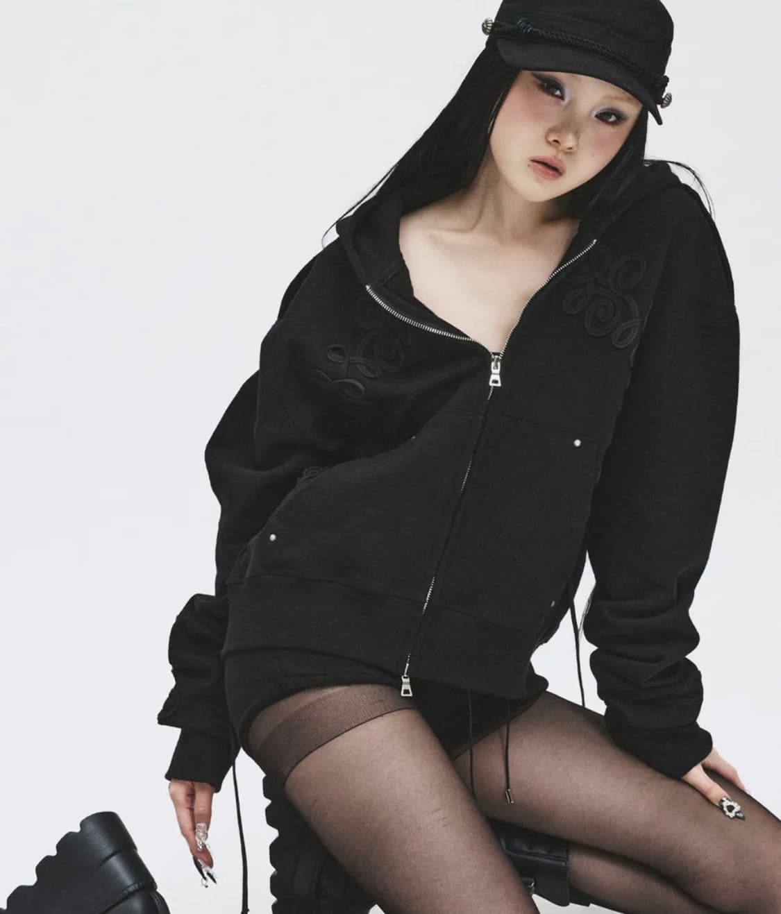 (새상품) 레씨토 나플레옹 후드집업 블랙 상품이미지5