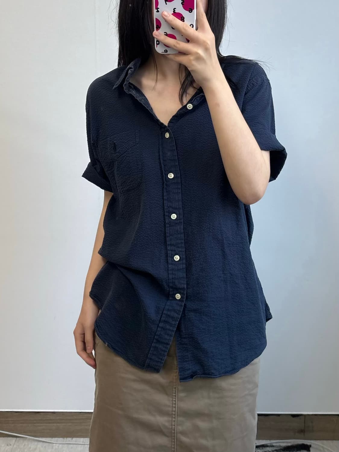 폴로 랄프로렌 신형 네이비 시어서커 반팔 셔츠 상품이미지2