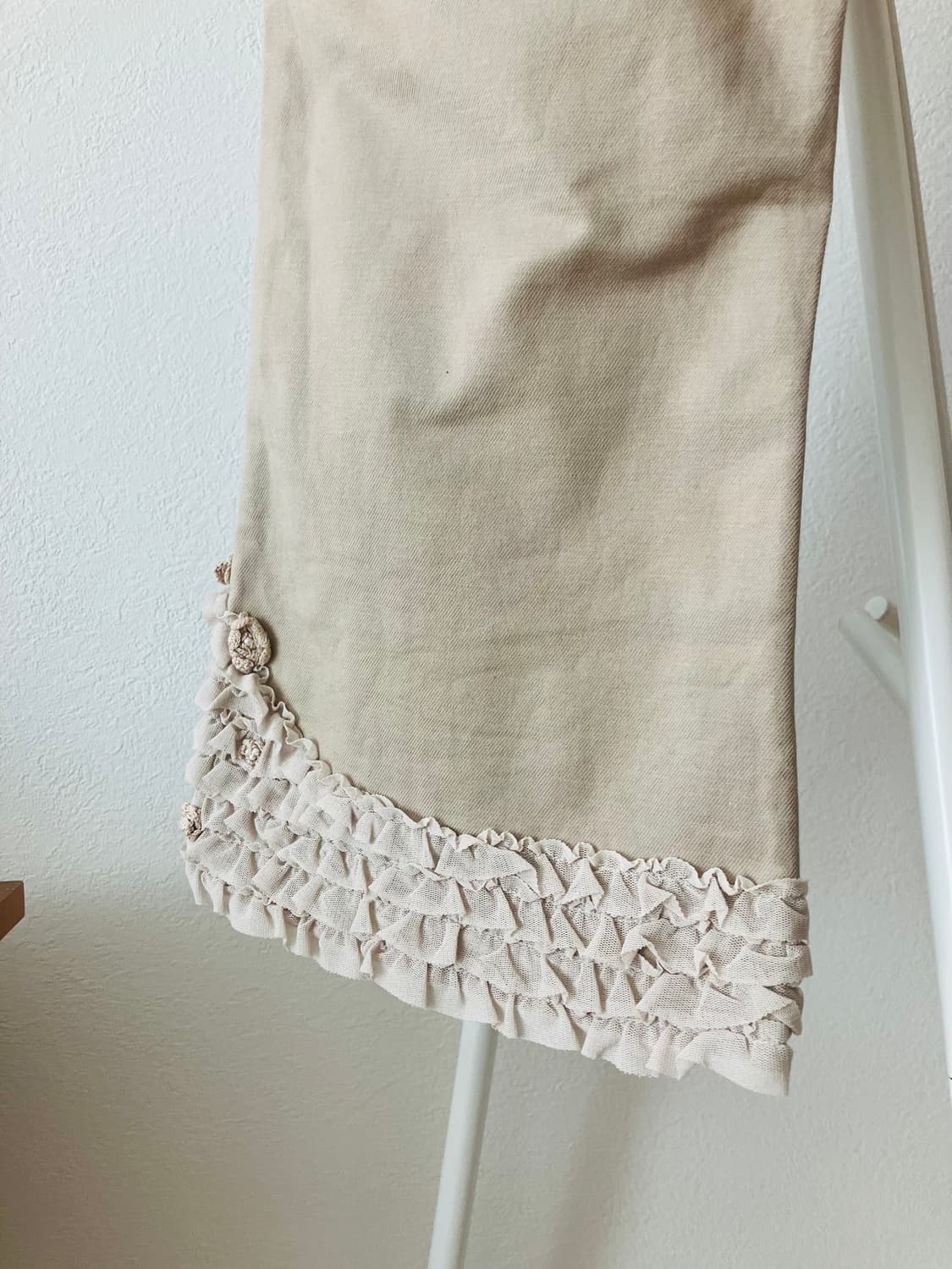 핑크하우스 여성 밑단 레이스프릴장식 면바지 카프리팬츠 모리걸 상품이미지5