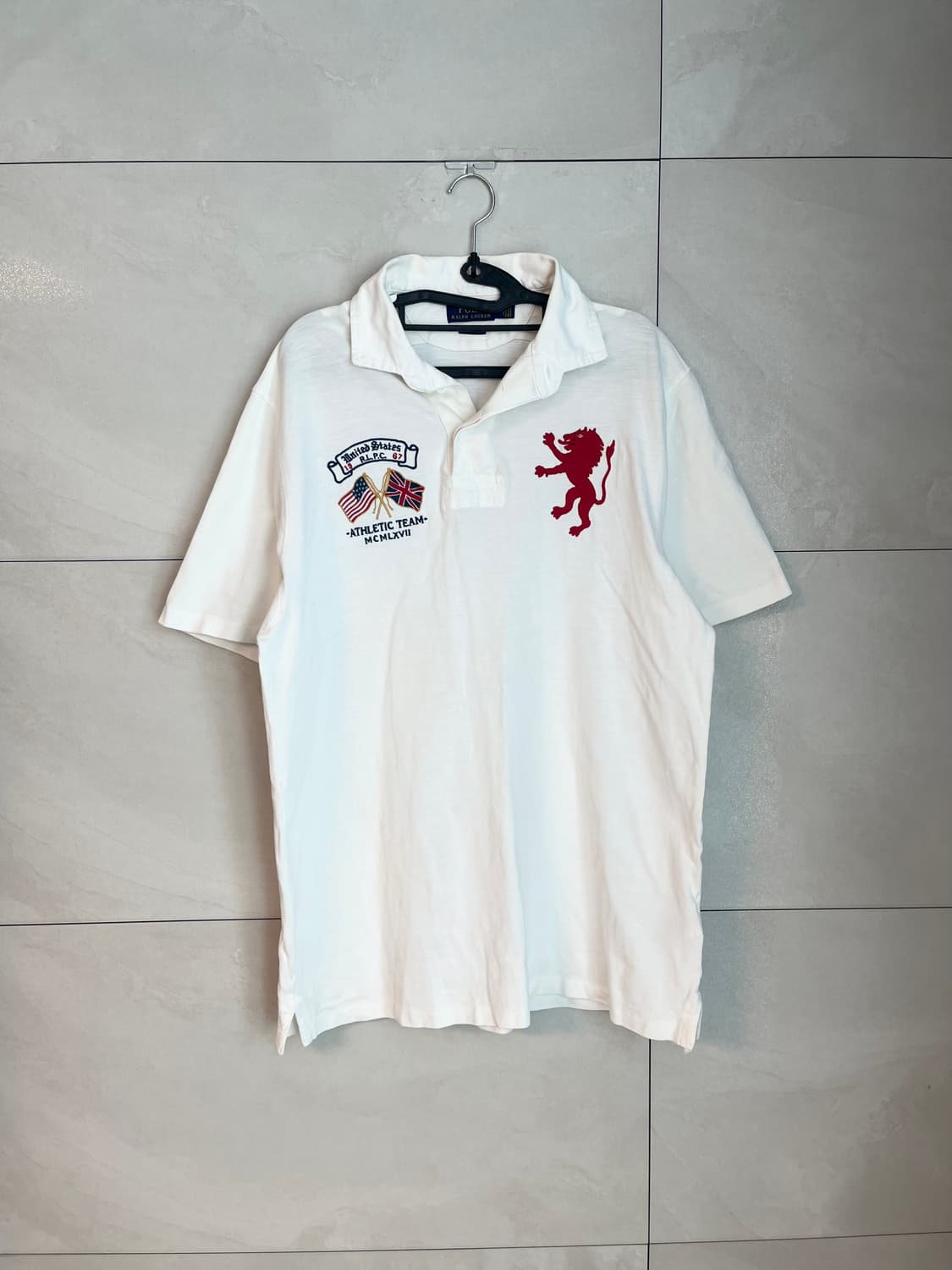 폴로 랄프로렌 사자 자수 빅로고 반팔 카라 셔츠 화이트 [M] 상품이미지1