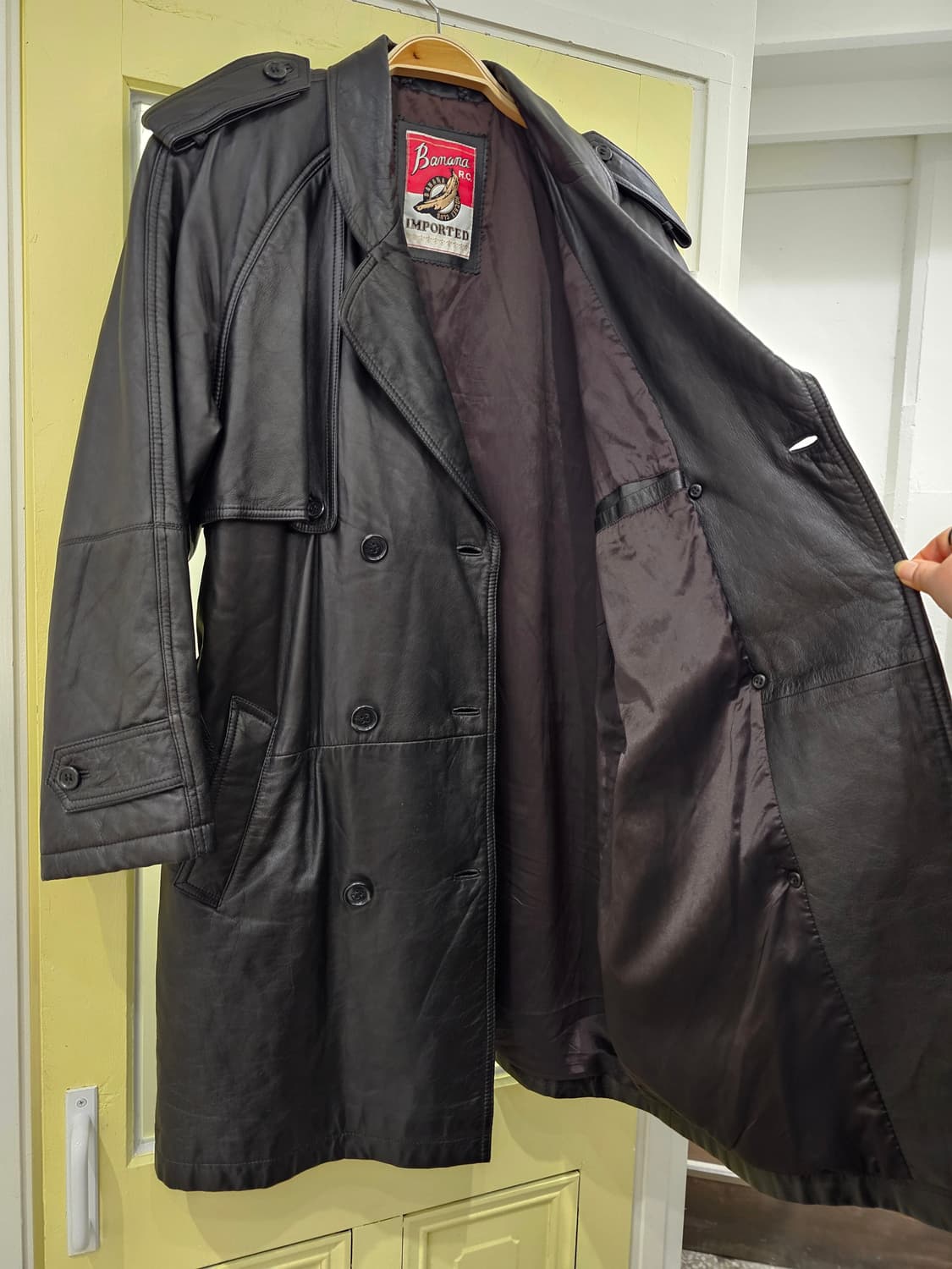 80's Banana Republic 벨티드 더블 트렌치 램스킨 미들자켓 상품이미지8