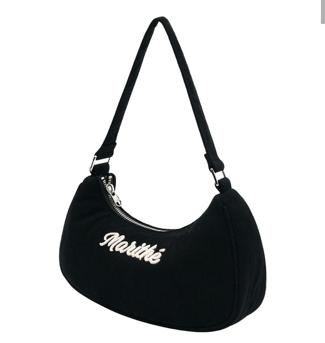 마리떼 자수 로고 코듀로이 숄더백 블랙 상품이미지2
