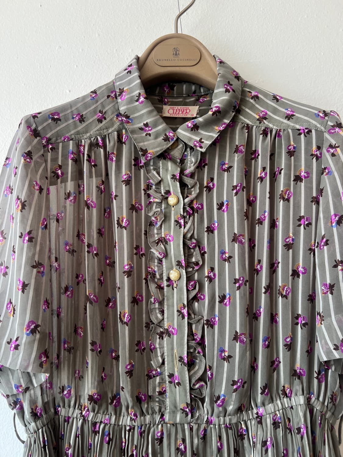 일본수입 CLEBER 여성 카키 플라워원피스 쉬폰원피스 상품이미지1