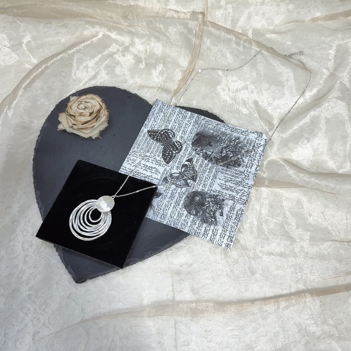 빈티지 중세 마테 실버톤 해머링 링 쿠바체인 목걸이 상품이미지2