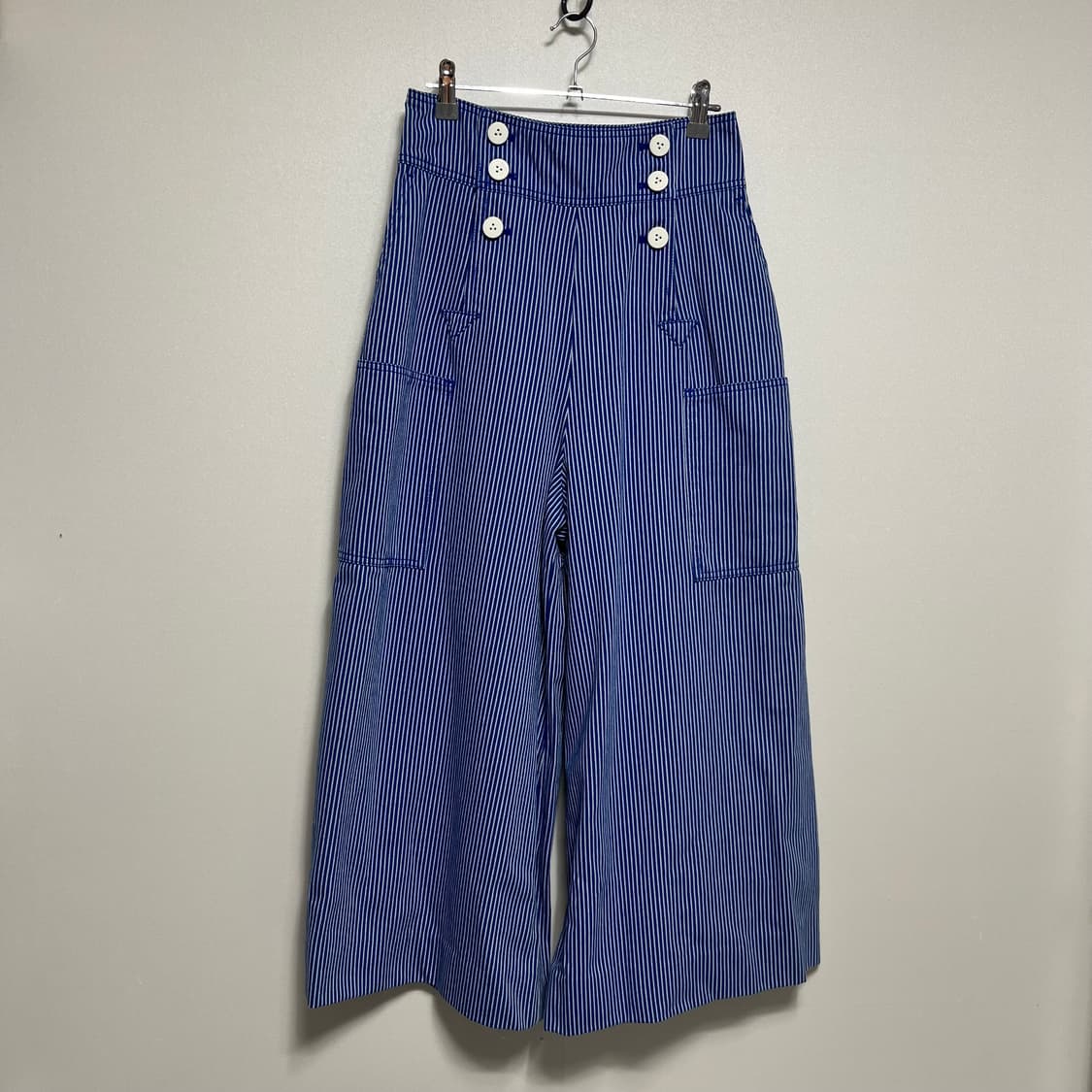 럭키슈에뜨 블루  스트라이프 와이드 팬츠 38 상품이미지1