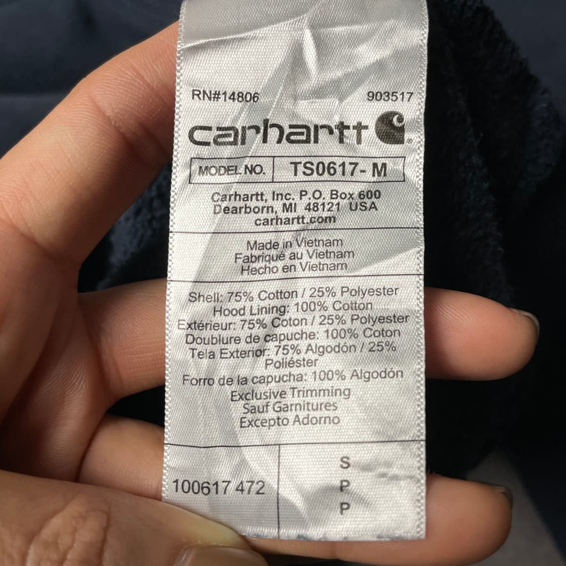 CARHARTT 칼하트 빈티지 네이비 하프집업 기모 후드티 A00903 상품이미지10