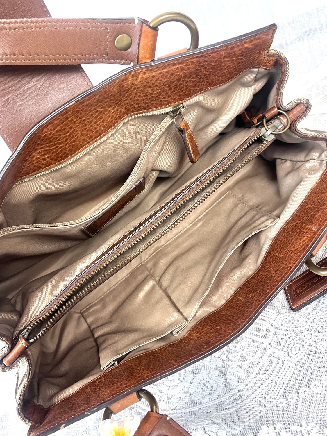 90s coach 패치워크 시그니처 호피 브라운 레더 캔버스 토트백 상품이미지10