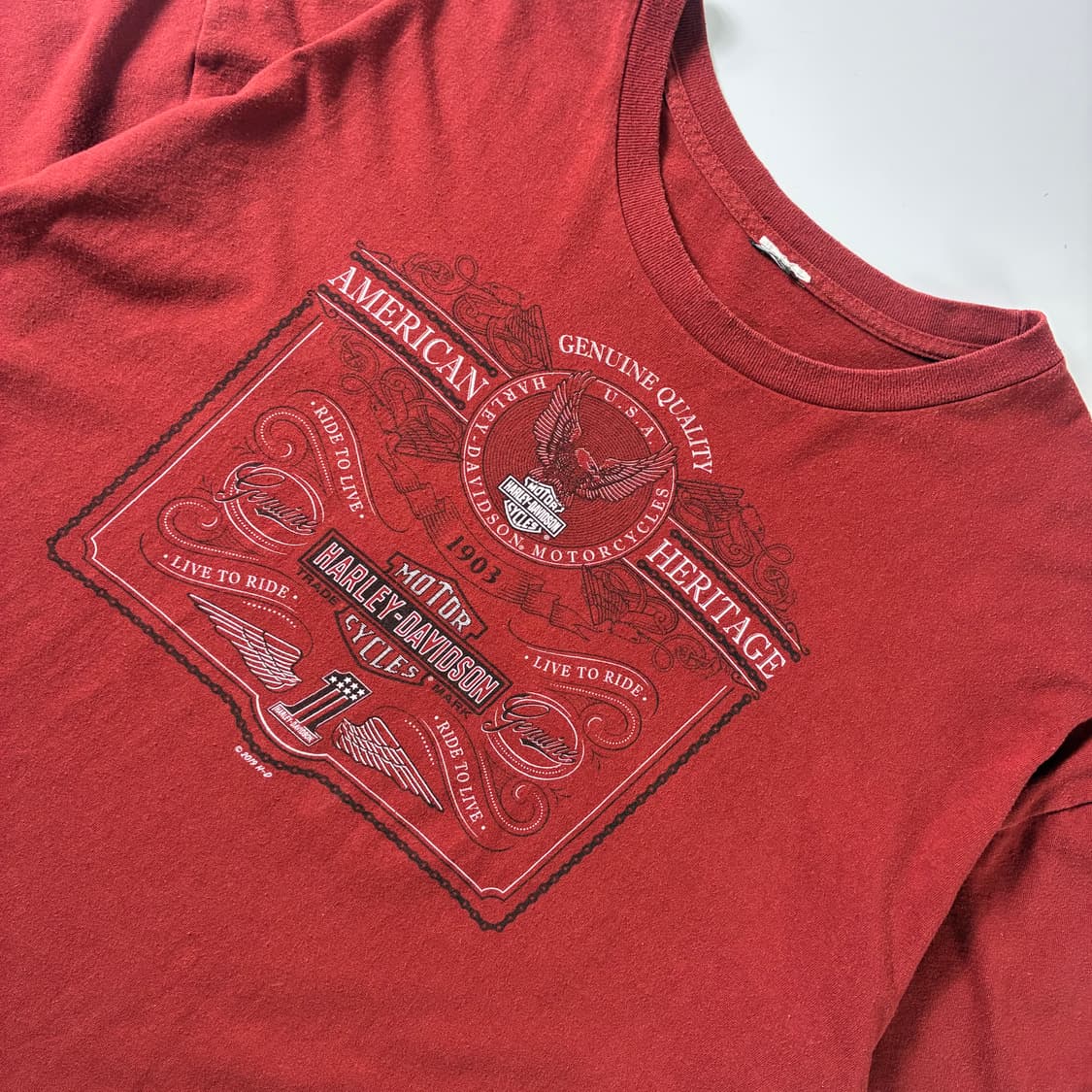 Harley-davidson  할리데이비슨 Y2K 레드 프린팅 반팔티 상품이미지3