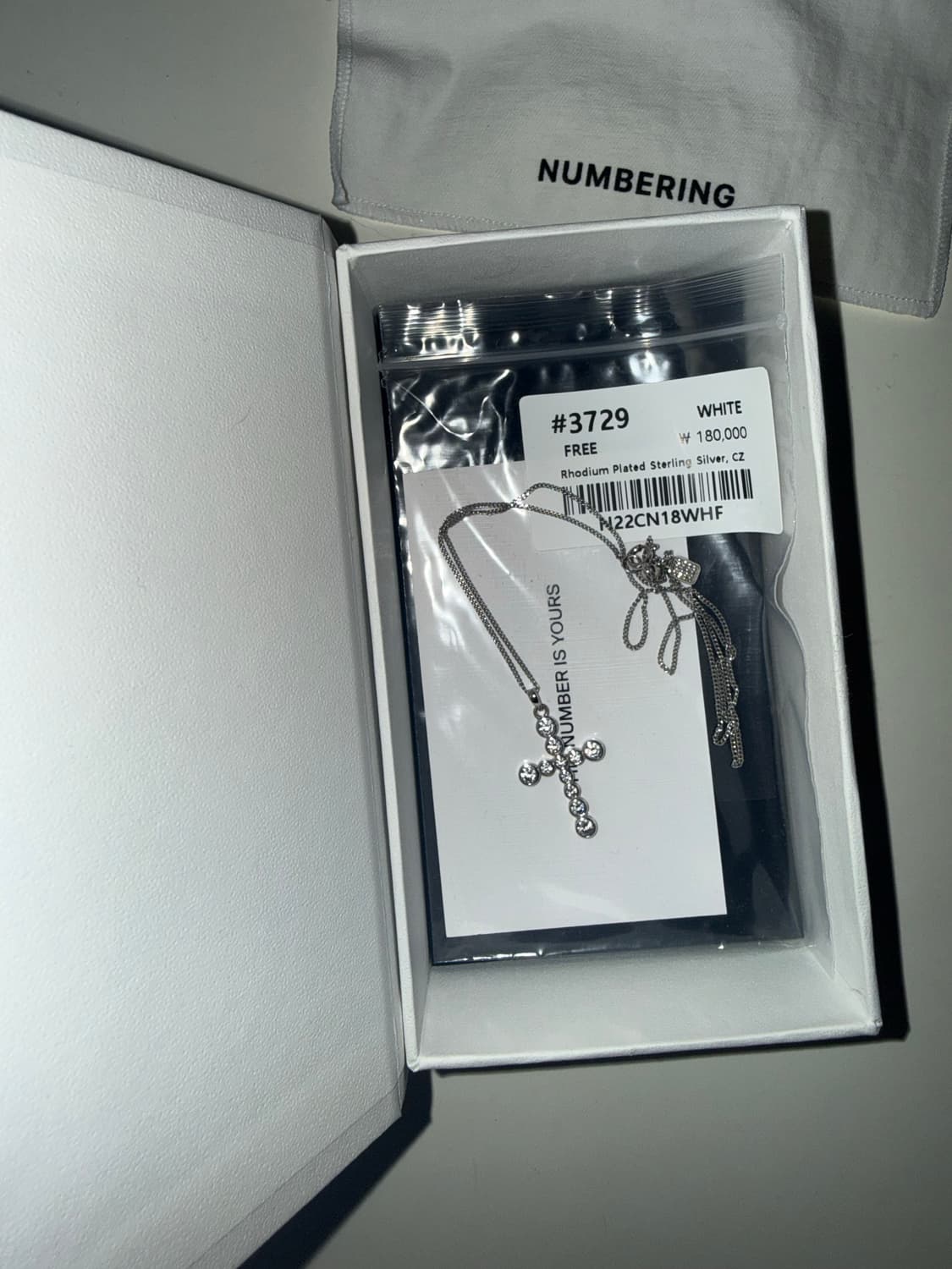 넘버링 3729 십자가 목걸이 화이트 상품이미지2