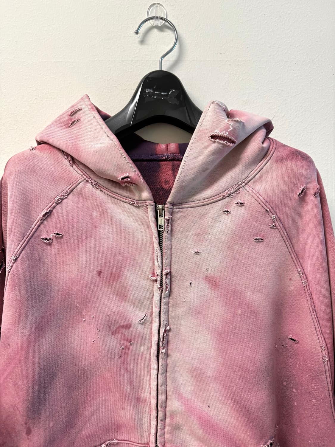 (색감 탑)Distressed faded custom hoodie zip 상품이미지3