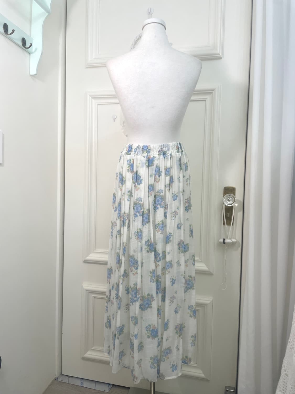 blue flower summer long banding skirt 상품이미지3