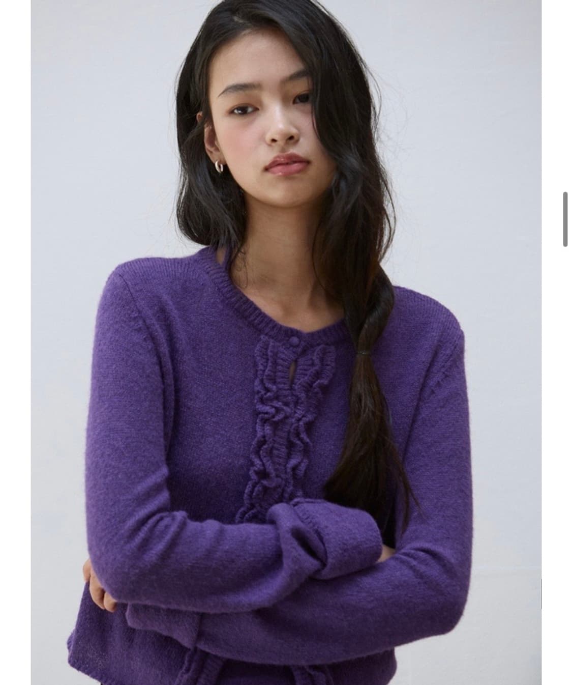 미치코런던 러플 울니트 가디건 퍼플 S 상품이미지7