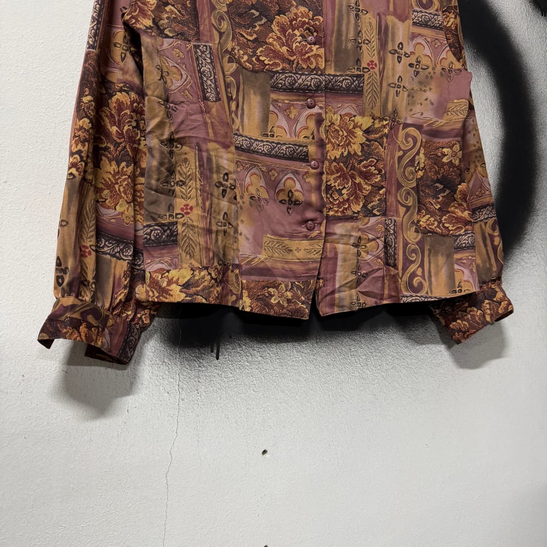 VTG 빈티지 에스닉 풀 패턴 폴리 블라우스 자켓 상품이미지4