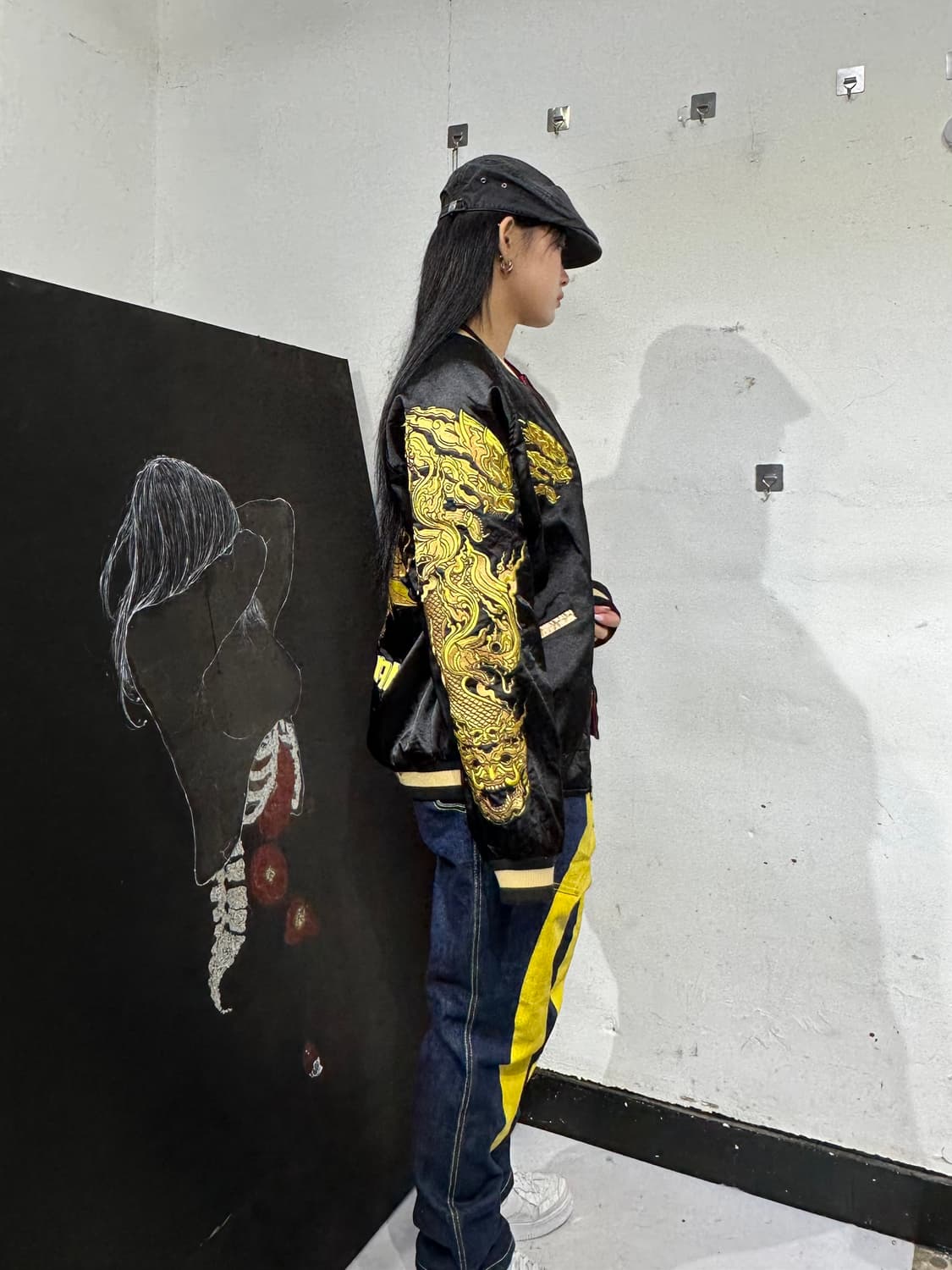 Jpn 일본빈티지 오리엔탈 태국 양면 검빨 스카잔 자켓 상품이미지4