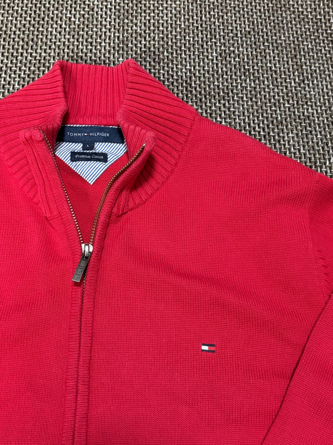 타미힐피거  레드 니트 집업 상품이미지3