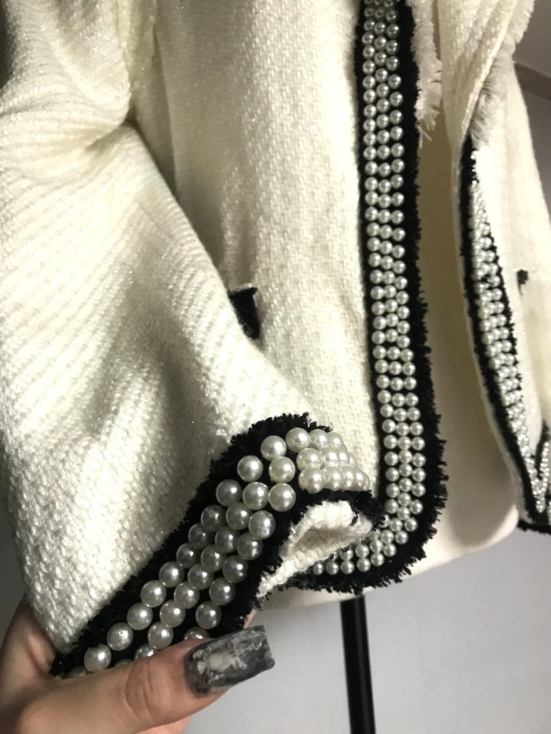 Pearl Trimmed Tweed Open Jacket 상품이미지3