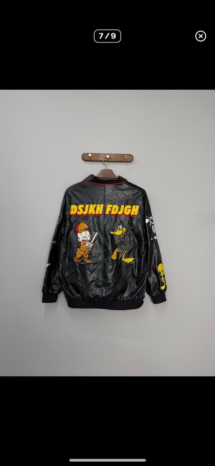 빈티지 루니툰즈 카툰 로고 레더 자켓 A3556 상품이미지6