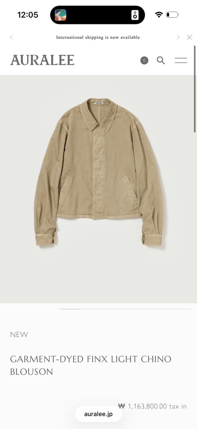 26ss 오라리 가먼트다잉 치노 블루종 상품이미지2