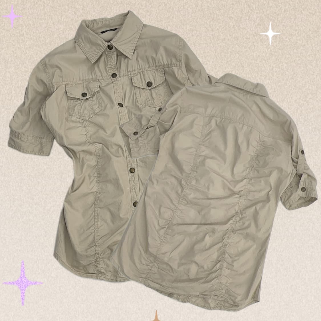 🪶보헤미안 카라 반팔셔츠 🪶베이지 포켓 프레피 펑크 그런지 에스닉 상품이미지1