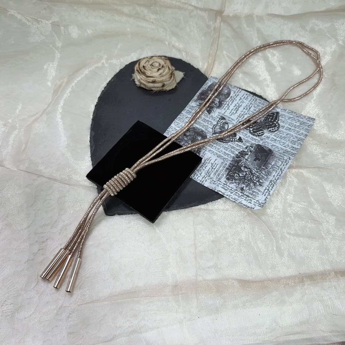 빈티지  로즈샴핀 로프 넥타이 목걸이 상품이미지2