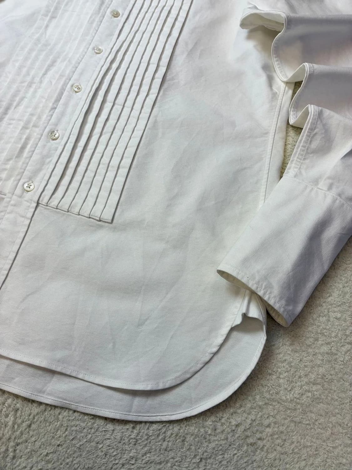 드레익스 코튼 플리츠 버튼다운 화이트 셔츠 PN5794 상품이미지4