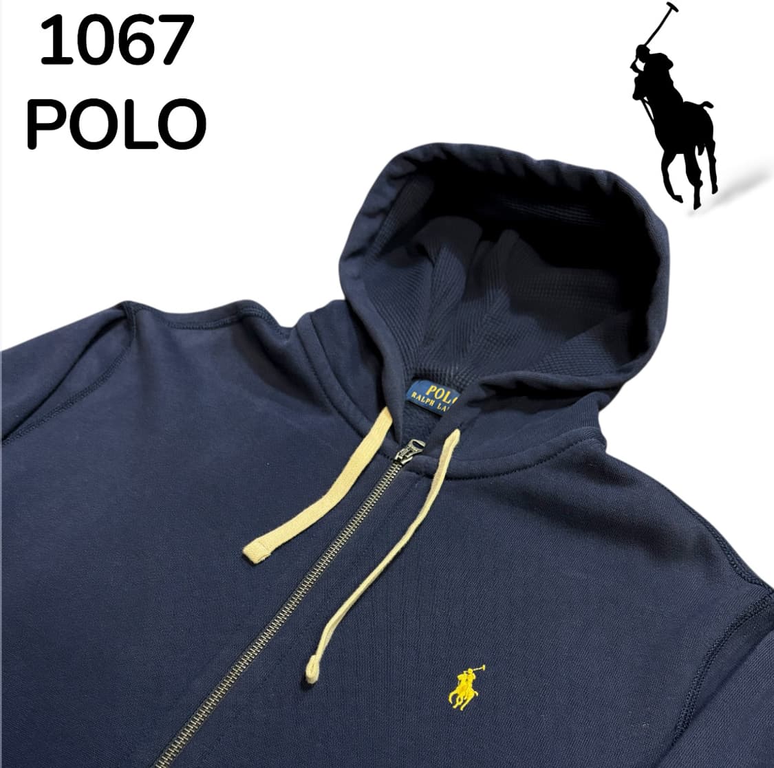 폴로 옐로우 로고 네이비 후드집업 L 상품이미지4