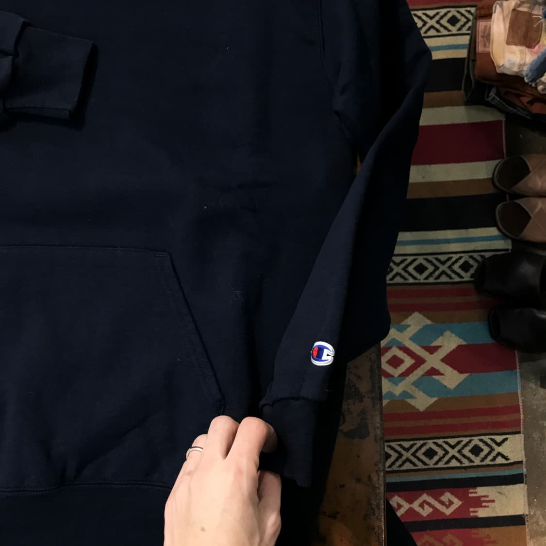 챔피온 네이비 기모 후디 남성 110 사이즈  상품이미지3