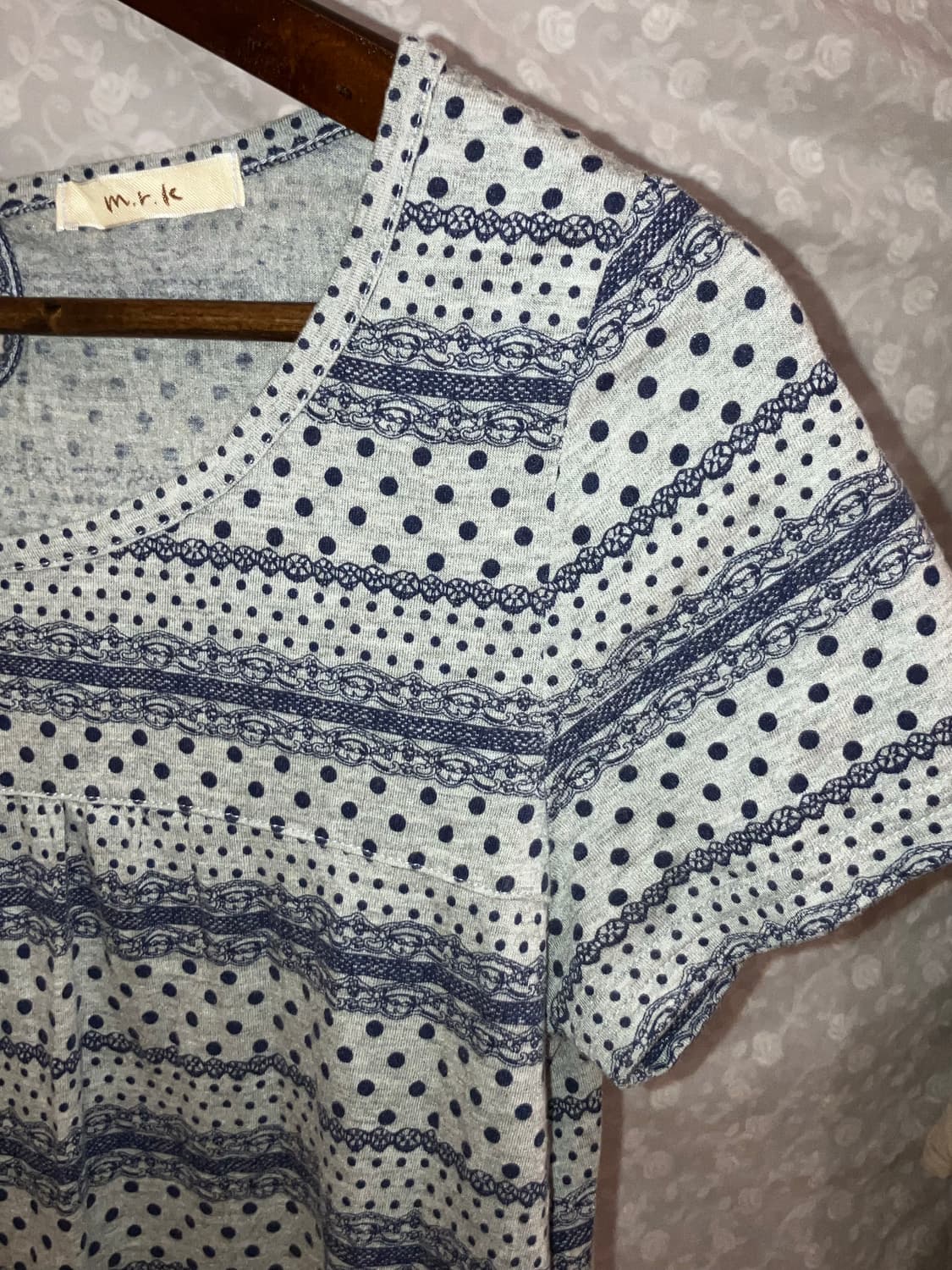 💌 Vintage dot lace point tee. 상품이미지3