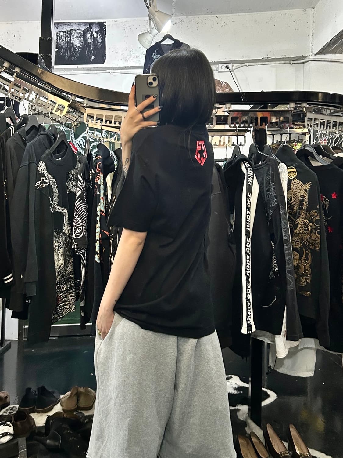 빈티지 펑크무드 빅프린팅 오버핏 반팔 티셔츠 상품이미지4
