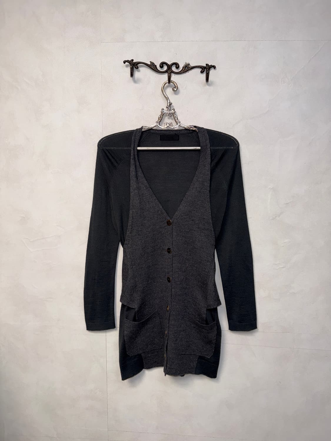 SYSTEM charcoal vest layered loose 가디건 상품이미지1