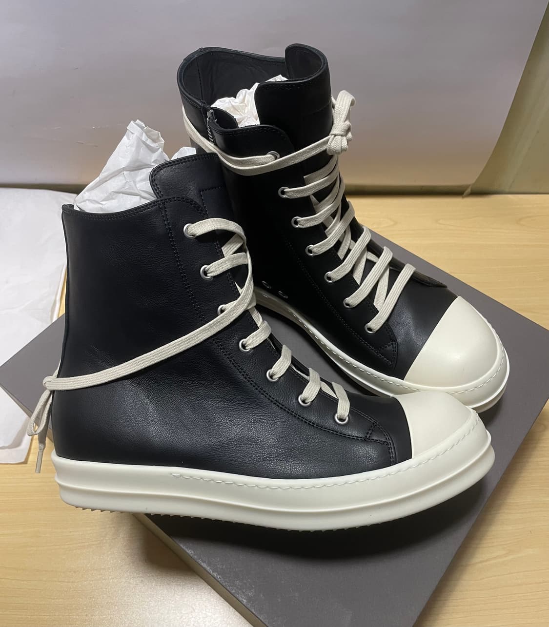 [43,44] 릭오웬스 라몬즈 하이탑 스니커즈 블랙밀크 상품이미지3