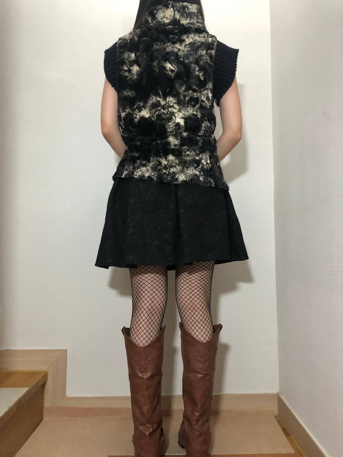 빈티지 블랙 레이스 패턴 미니 스커트 상품이미지8