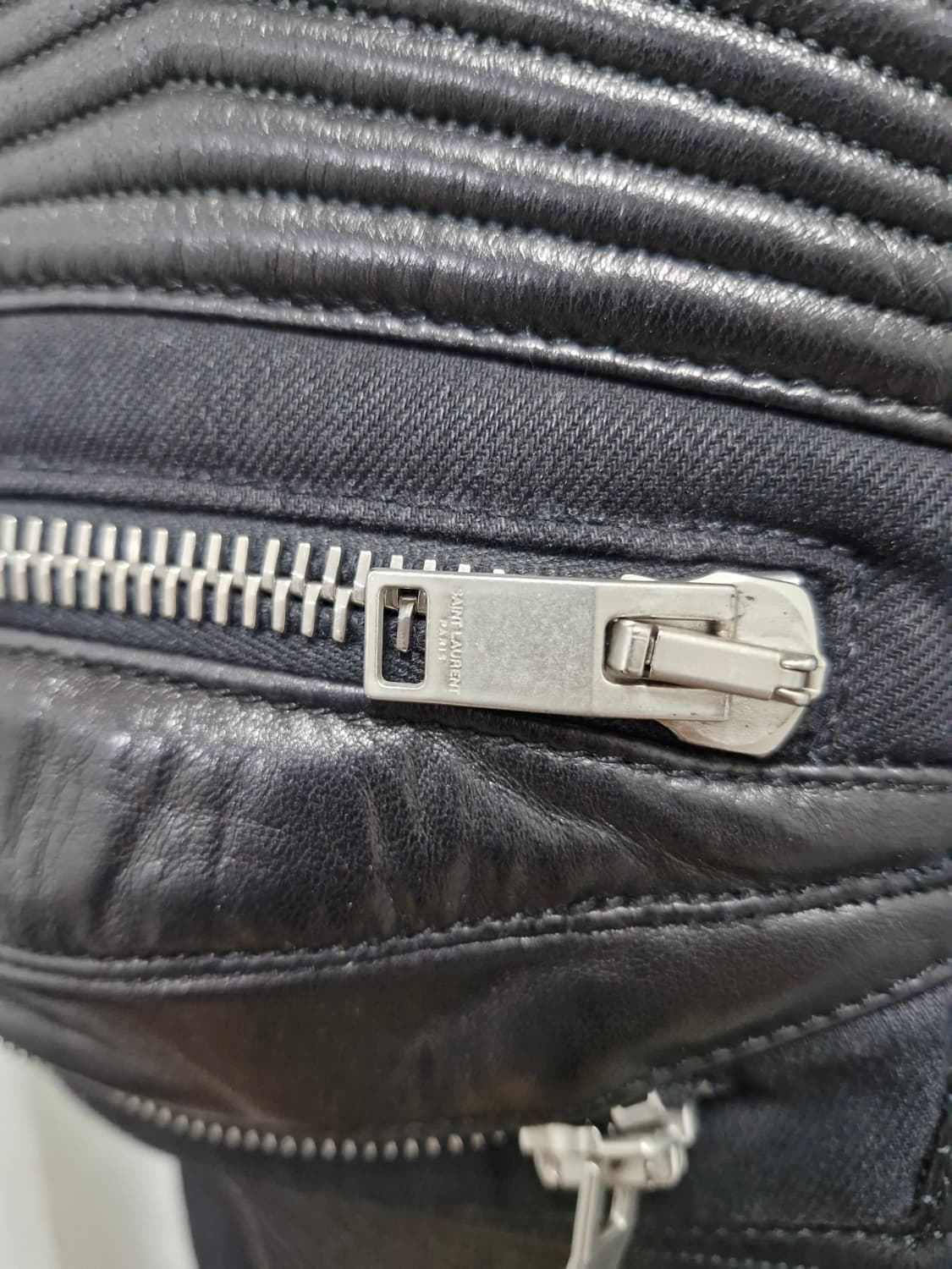 [31] SLP 생로랑 FW13 D04 레더 패널 지퍼 바이커 진 상품이미지6