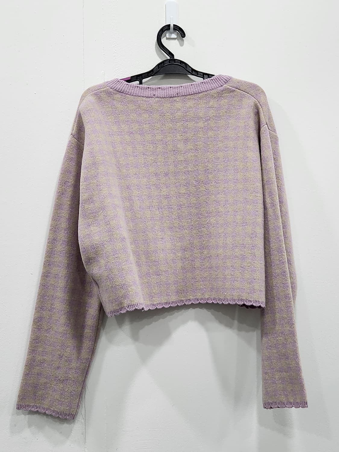 [F] 이슈넘버 세미크롭 울 체크 가디건 여성 프리사이즈 상품이미지4