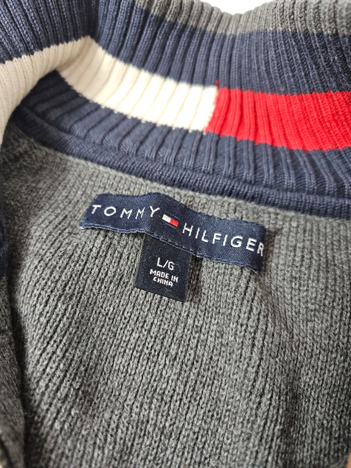 타미힐피거 반집업 하프집업 니트 배색 스웨터 L 상품이미지5
