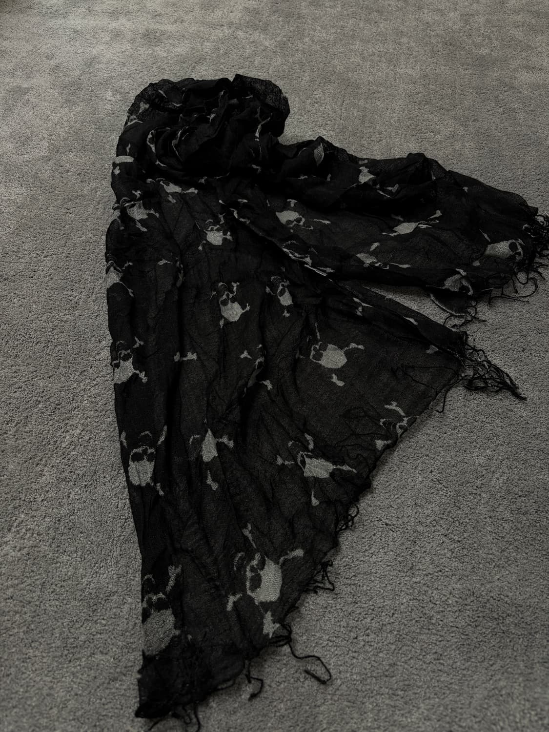 Vintage v-kei punk mood black skullscarf 상품이미지2