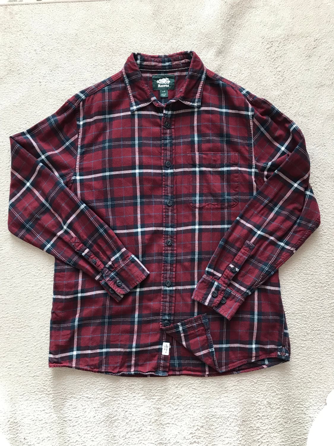 루츠 버건디 체크 면 셔츠 L 상품이미지1