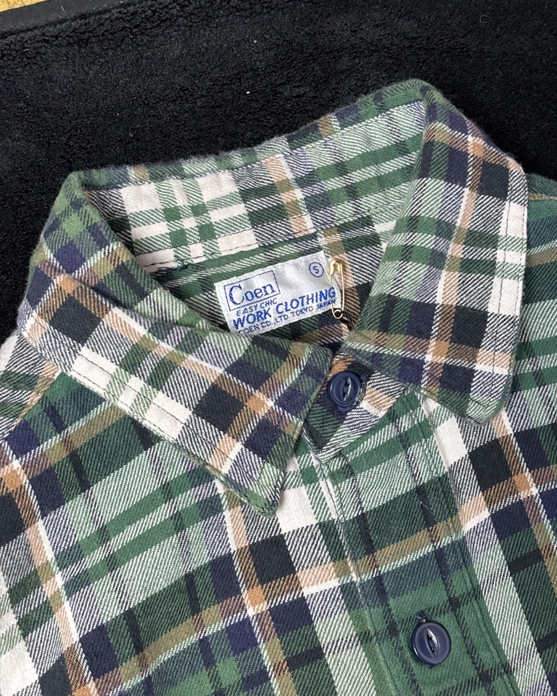 일본빈티지 COEN 그린 체커 셔츠 상품이미지3