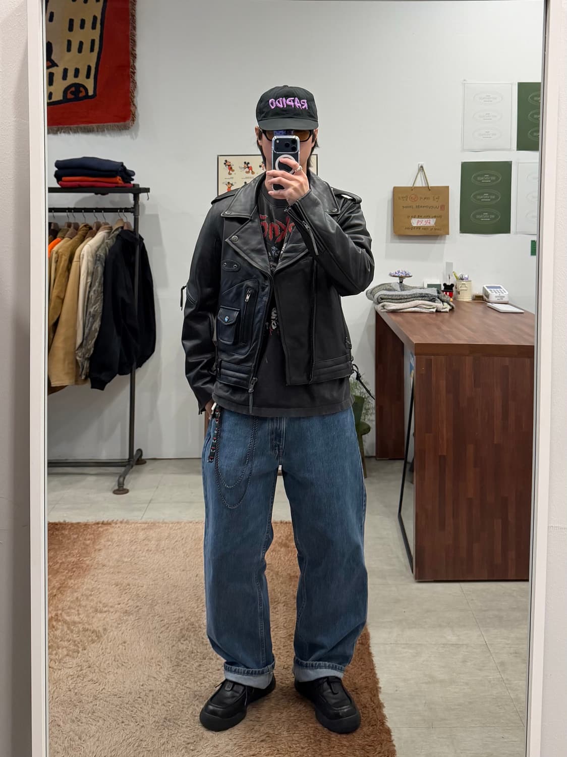 Liugoo 빈티지 카우하이드 레더 라이더 자켓 상품이미지2