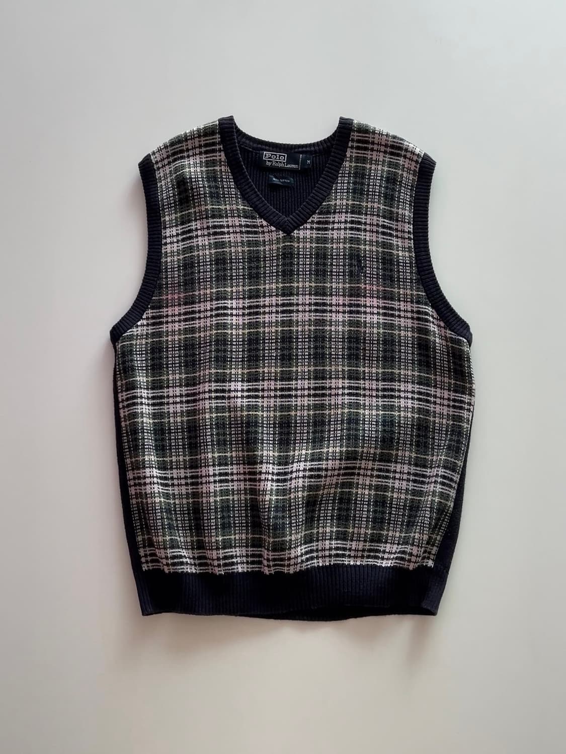 폴로 랄프로렌 체크 니트 조끼 M 상품이미지1