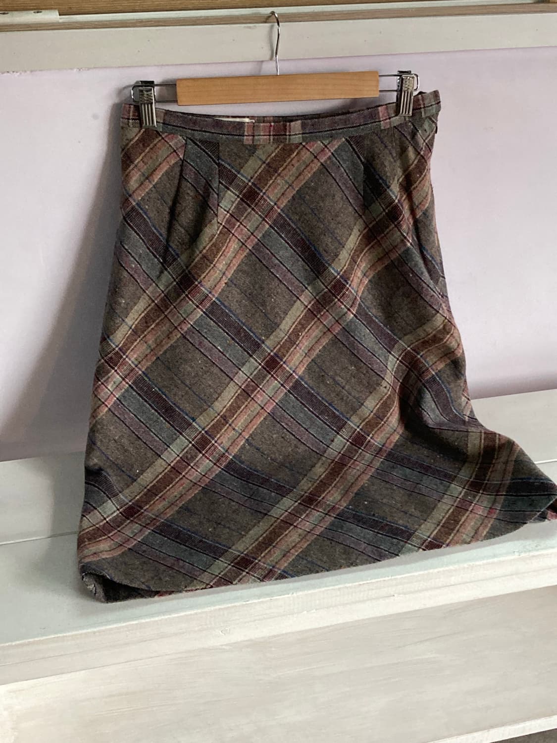 핀터감성 울 체크 스커트  상품이미지5
