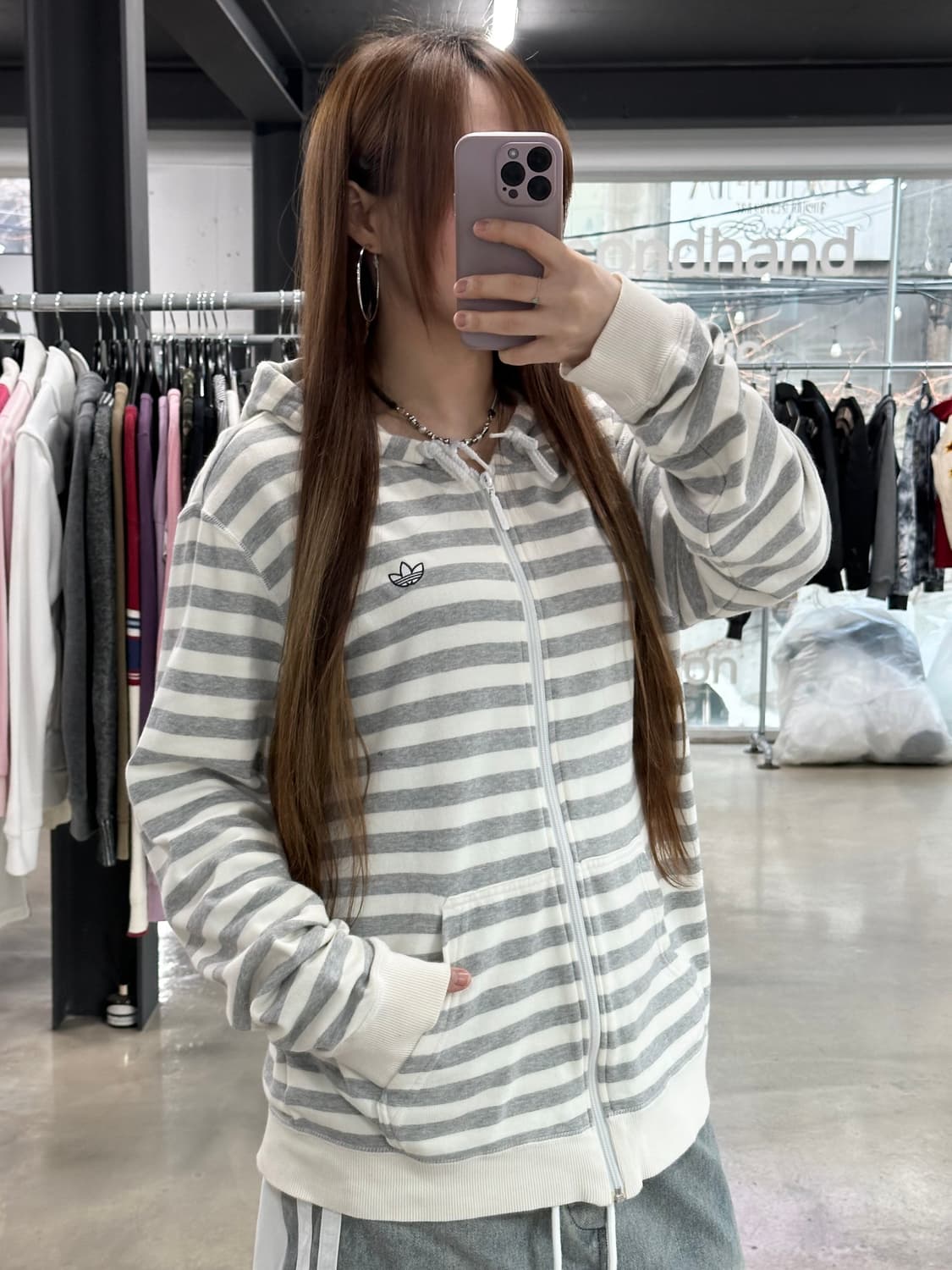 아디다스 자수파이어버드 스트라이프 후드집업 상품이미지3