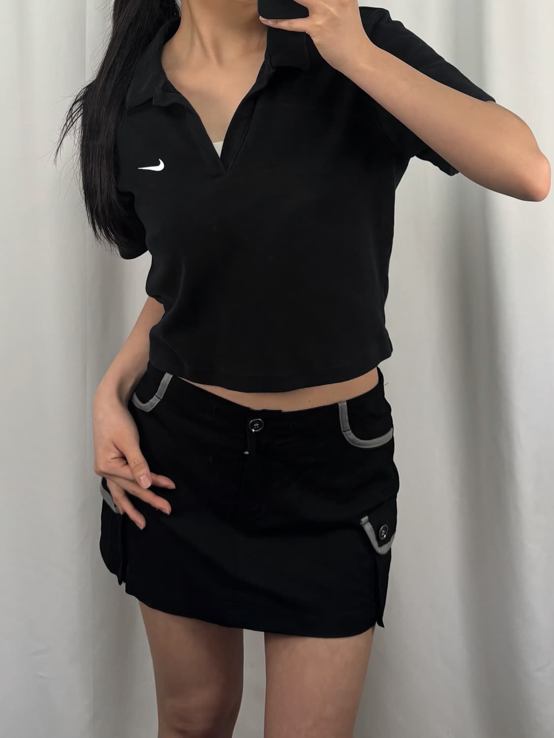 나이키 오픈 카라 크롭 반팔 상품이미지3